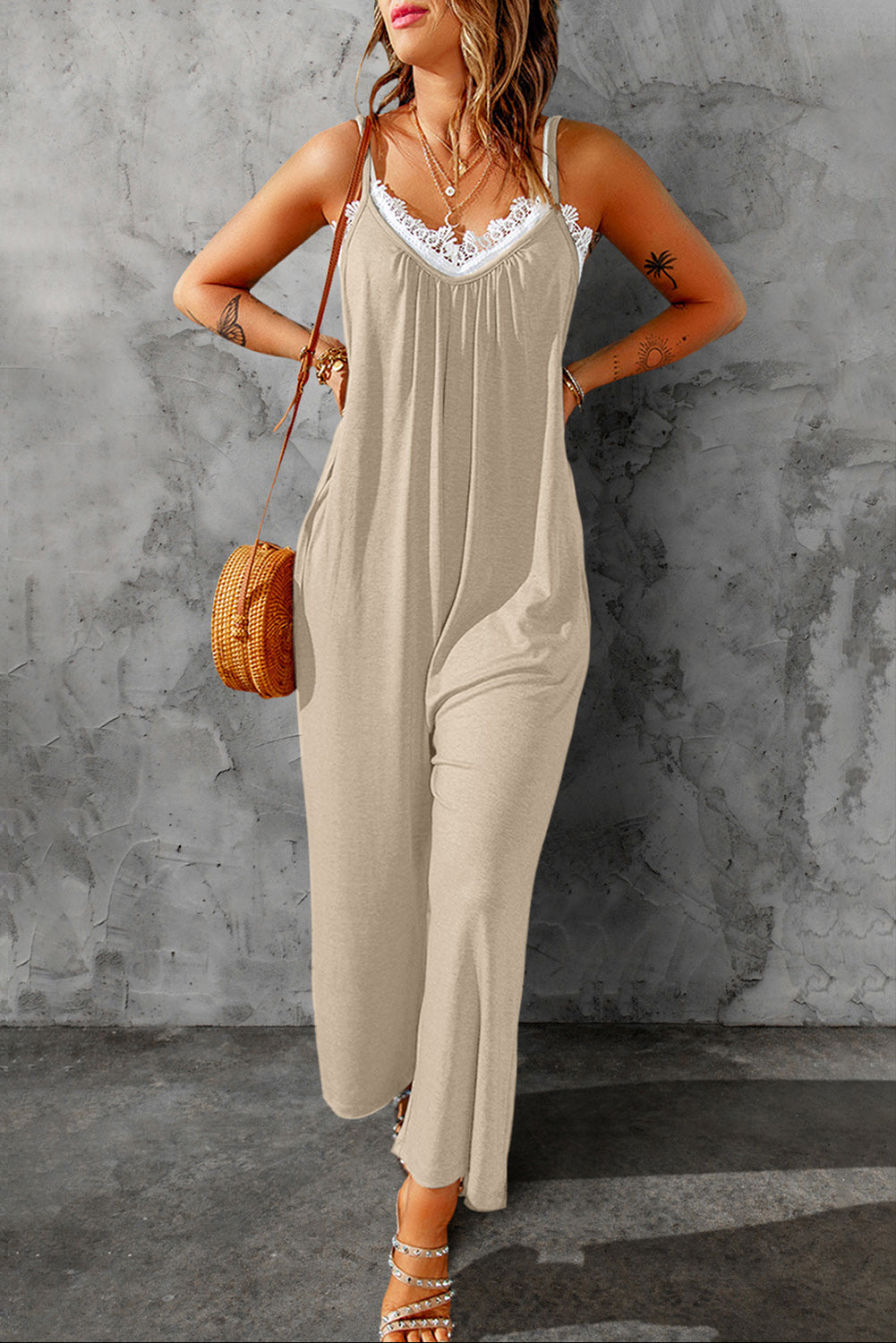 Skyler Spaghetti Strap Wide Leg Jumpsuit - Coco and lulu boutique