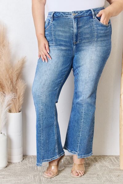 RISEN Full Size High Rise Ankle Flare Jeans - Coco and lulu boutique