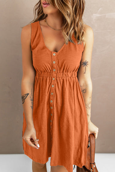 Gracie Sleeveless Button Down Mini Dress - Coco and lulu boutique