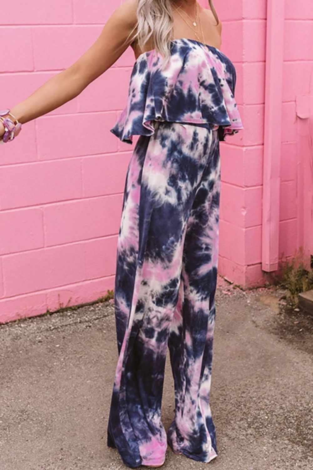 Heather Tie-Dye Layered Strapless Jumpsuit - Coco and lulu boutique