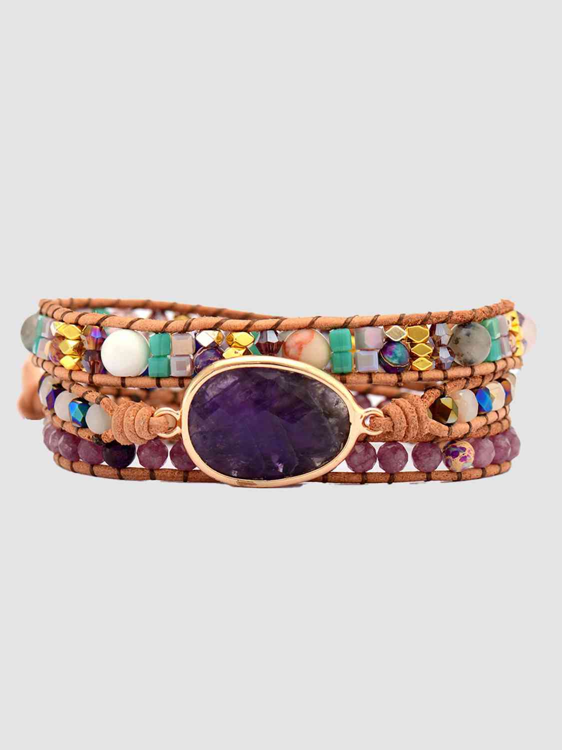 Triple Layer Amethyst Wrap Bracelet - Coco and lulu boutique