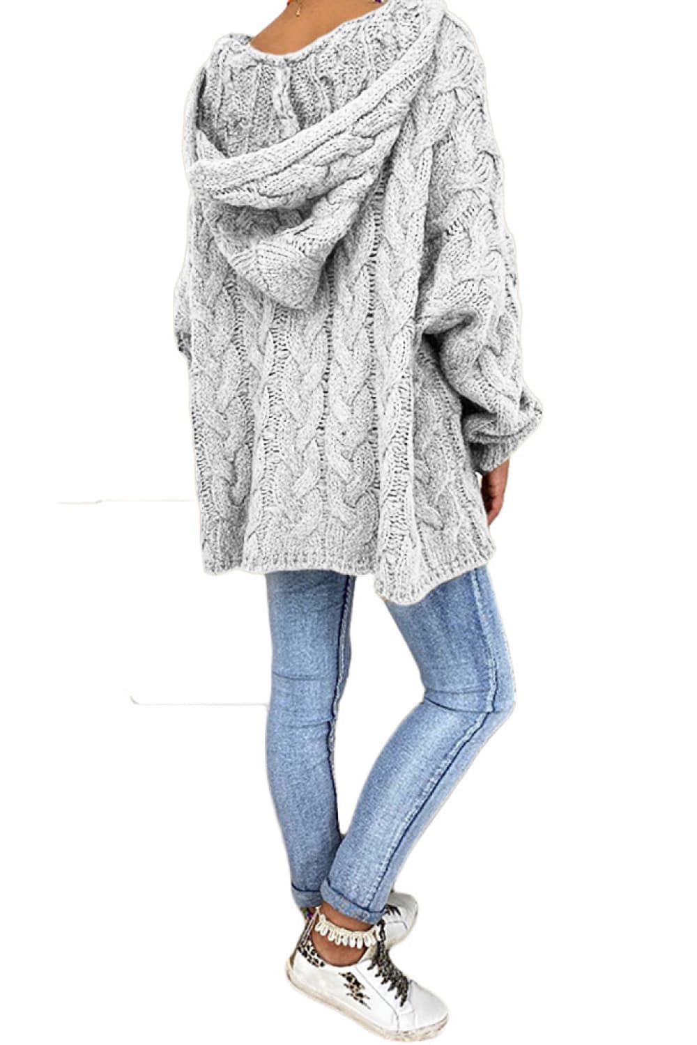 Keely Cable-Knit Hooded Sweater - Coco and lulu boutique
