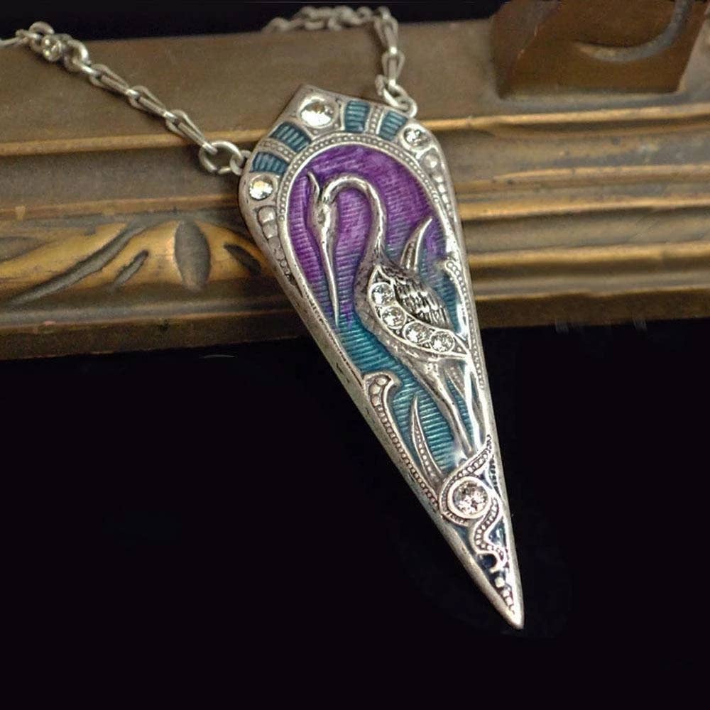 Enamel Bird Vintage Modern Necklace - Coco and lulu boutique