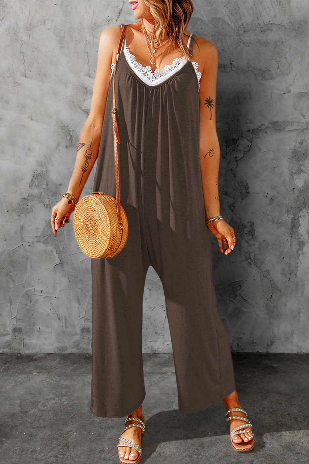 Skyler Spaghetti Strap Wide Leg Jumpsuit - Coco and lulu boutique