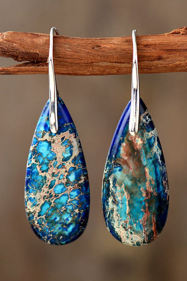 Handmade Teardrop Shape Natural Stone Dangle Earrings - Coco and lulu boutique