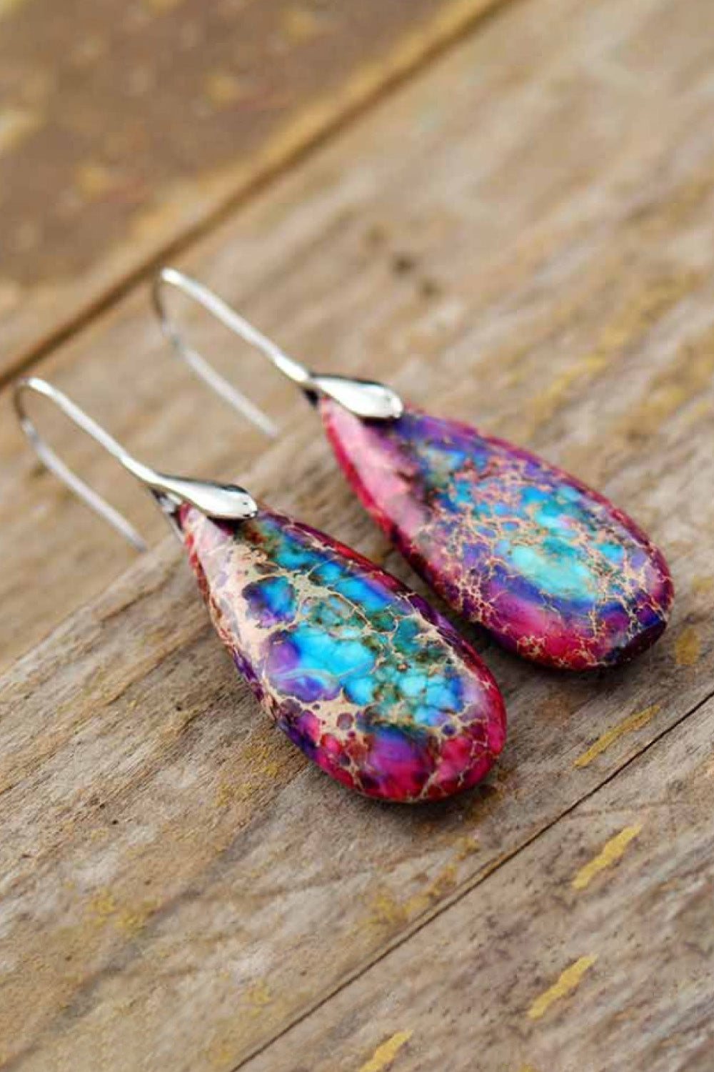 Handmade Teardrop Shape Natural Stone Dangle Earrings - Coco and lulu boutique
