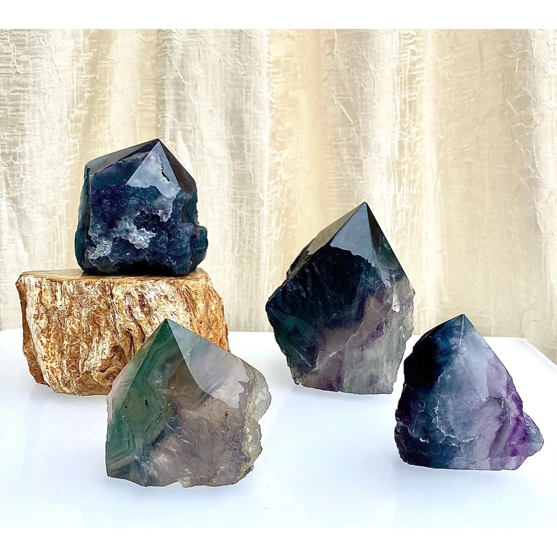 Fluorite Semi Polished Point Crystal Natural Energy - Coco and lulu boutique