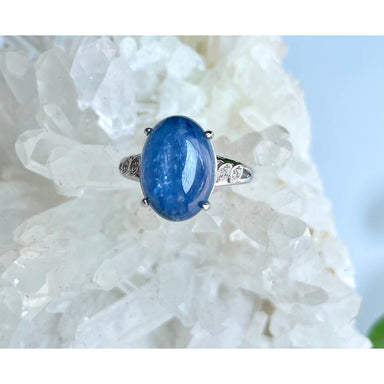 Natural Blue Kyanite White Bronze rings - Coco and lulu boutique