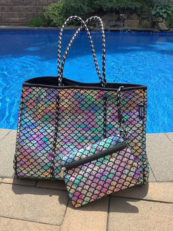 Summertime Neoprene Tote Bags - Coco and lulu boutique