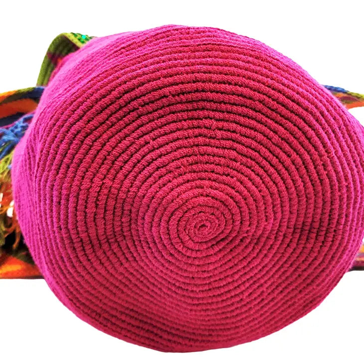 Reina Large Handmade Crochet Wayuu Bag with Crystals on the Lid - Coco and lulu boutique