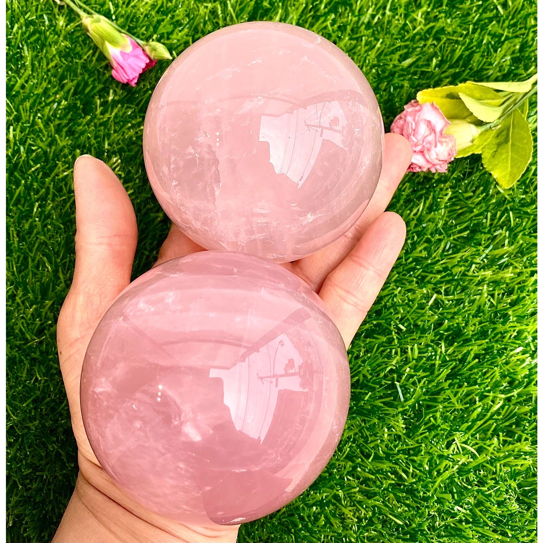 Natural Rose Quartz Spheres Crystal Ball - Coco and lulu boutique