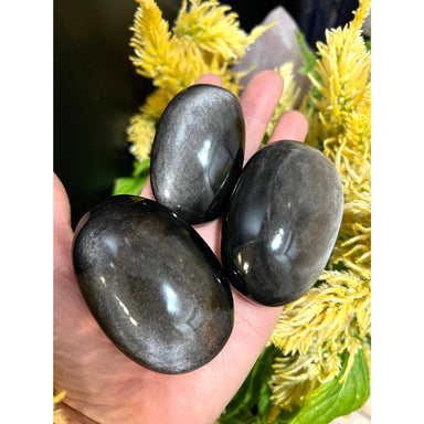 Natural Silver Sheen Obsidian Palm Stone Crystal Healing Energy - Coco and lulu boutique