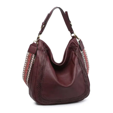 Aris Wine Whipstitch Hobo/Crossbody w/ Guitar Strap - Coco and lulu boutique