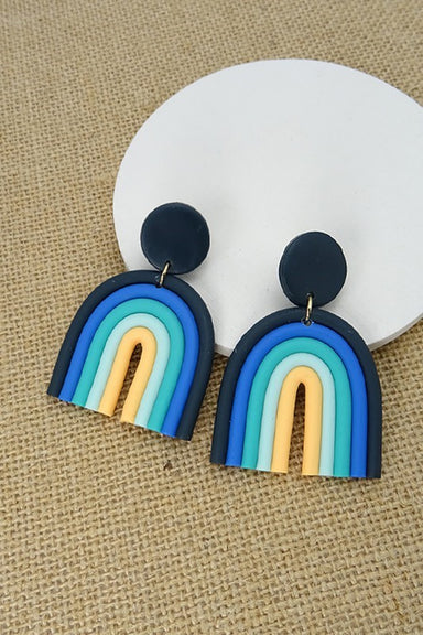 Rainbow Blue Clay Earrings - Coco and lulu boutique