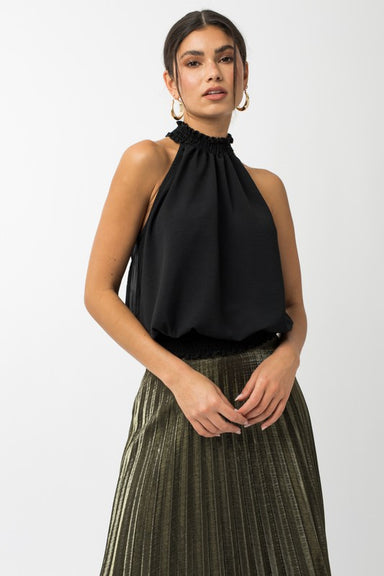 Sleeveless Smocking Halter Neck Top - Coco and lulu boutique 