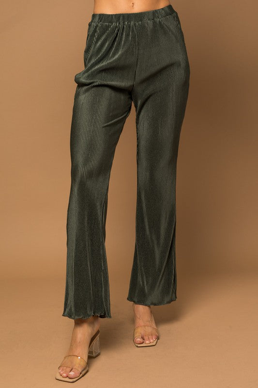 PLISSE FIT AND FLARE PANTS - Coco and lulu boutique 