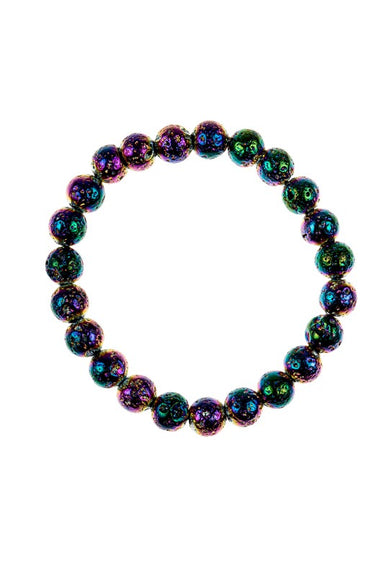 Electroplated Lava Bead Stretch Bracelet B3448 - Coco and lulu boutique 