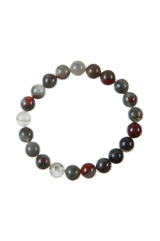 African Bloodstone Stone Bead Bracelet - Coco and lulu boutique 