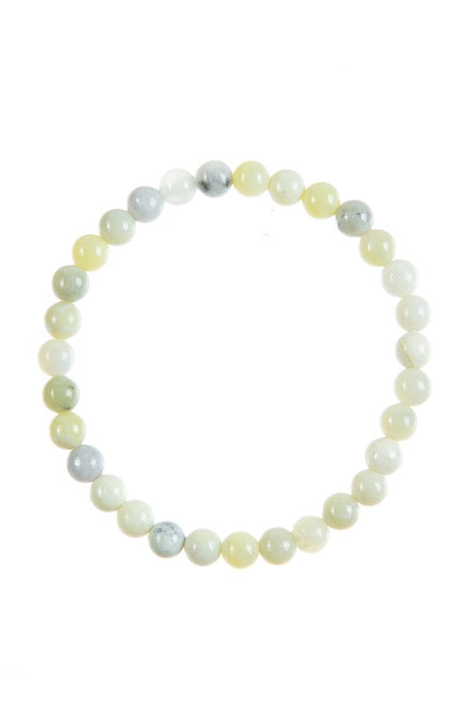 Cyan Jade Stone Bead Stretch Bracelet - Coco and lulu boutique 