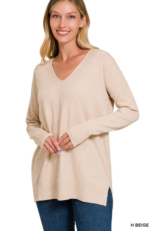 ALEXIS GARMENT DYED FRONT SEAM SWEATER - Coco and lulu boutique 