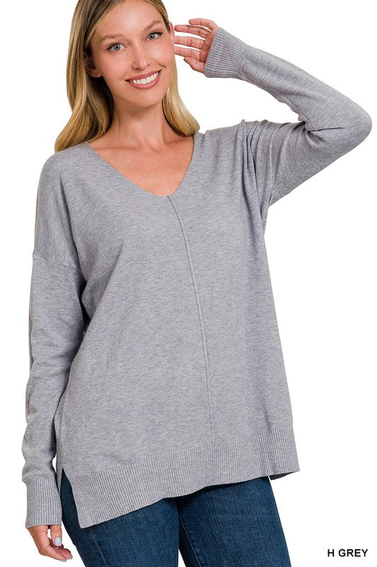 ALEXIS GARMENT DYED FRONT SEAM SWEATER - Coco and lulu boutique 