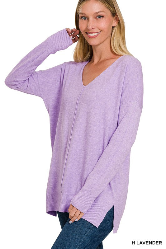 ALEXIS GARMENT DYED FRONT SEAM SWEATER - Coco and lulu boutique 
