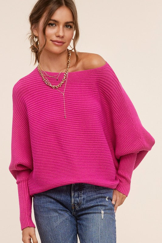 Mae Pink Dolman Sweater - Coco and lulu boutique 