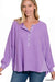 Emily Double Gauze Oversized 3/4 Button Henley Neck Top - Coco and lulu boutique 