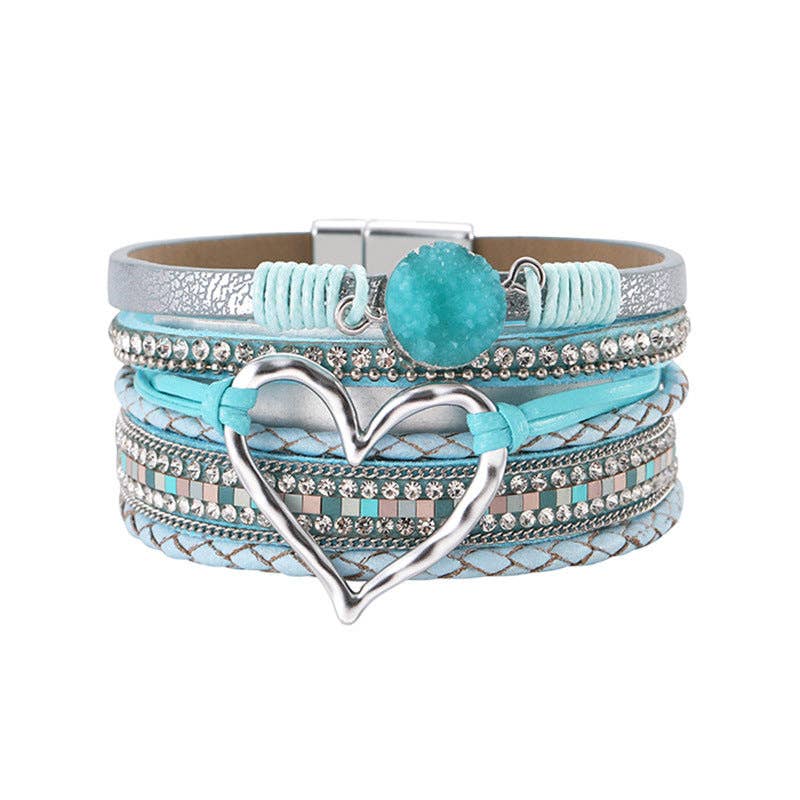 Multi-Layer Heart-Shaped Bangle Bracelets | Magnetic Buckle: Gold - Coco and lulu boutique 