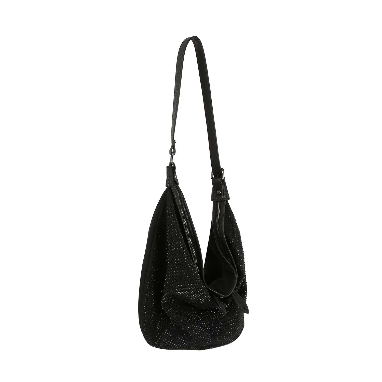 Dazzling Rhinestone Hobo Handbag: Black - Coco and lulu boutique 