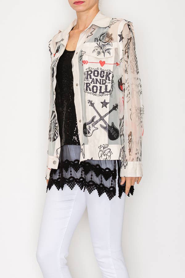 Faux Suede Mesh Trimmed Detailed Jacket - 4820BG RNR: RNR / L - Coco and lulu boutique 