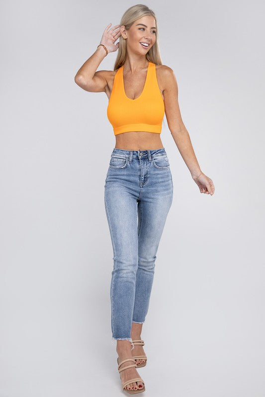 Free Spirit Ribbed Cropped Racerback Tank Top - Coco and lulu boutique 