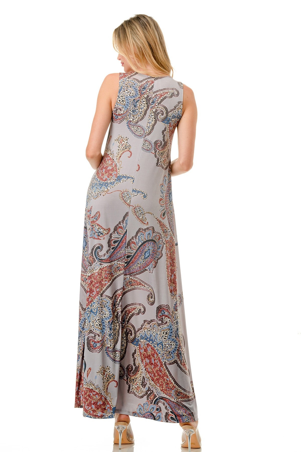 Ari Mixed Paisley Print Sleeveless Maxi Dress - Coco and lulu boutique 