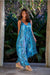 The Bora Bora Collection Summer Jumpsuit in Costa Rica Turquoise Purple Leaf No Pocket, Womens Gypsy Clothing - Coco and lulu boutique 