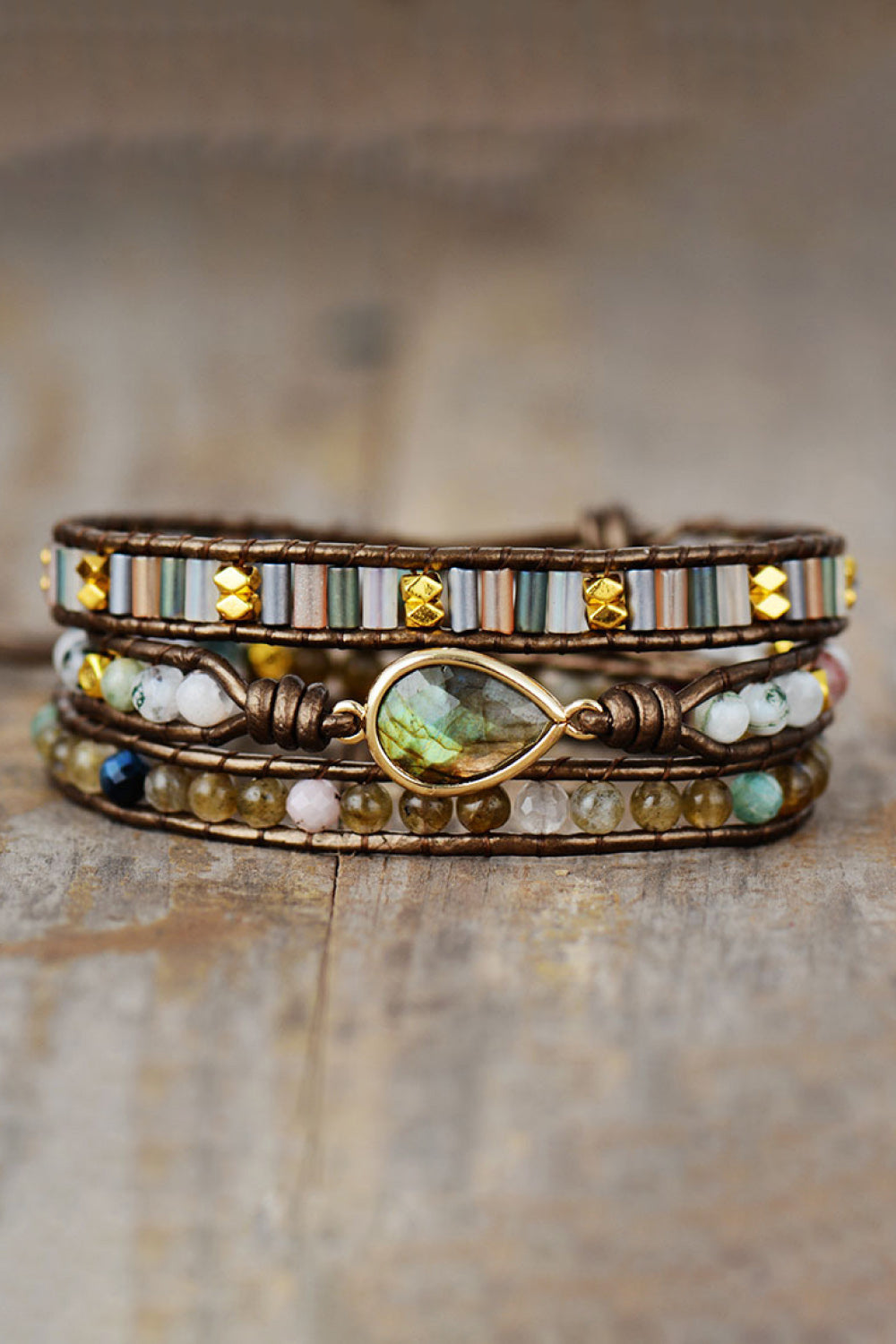 Handmade Triple Layer Beaded Wrap  Bracelet - Coco and lulu boutique 