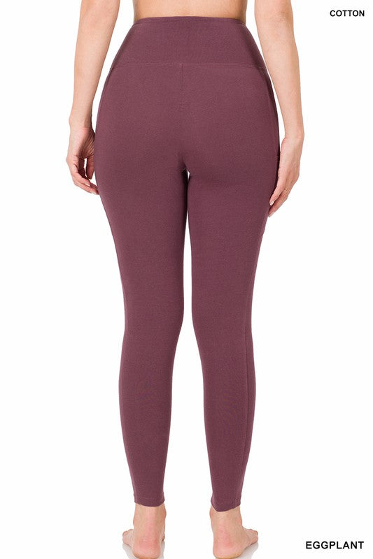 BETTER COTTON WIDE WAISTBAND POCKET LEGGINGS - Coco and lulu boutique 