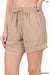 LINEN DRAWSTRING WAIST SHORTS WITH POCKETS - Coco and lulu boutique 