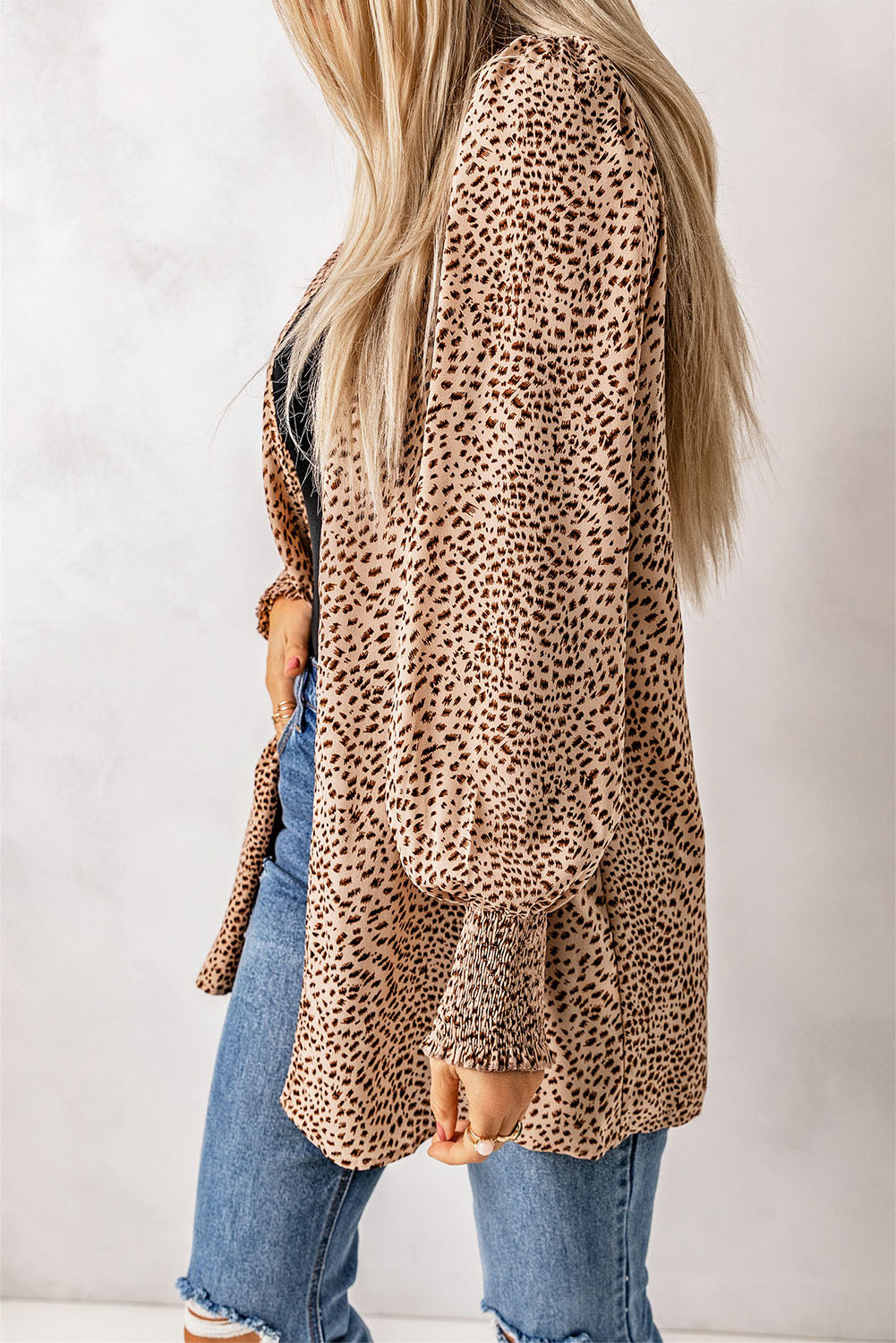 Sophie Leopard Print Balloon Sleeve Cardigan - Coco and lulu boutique 