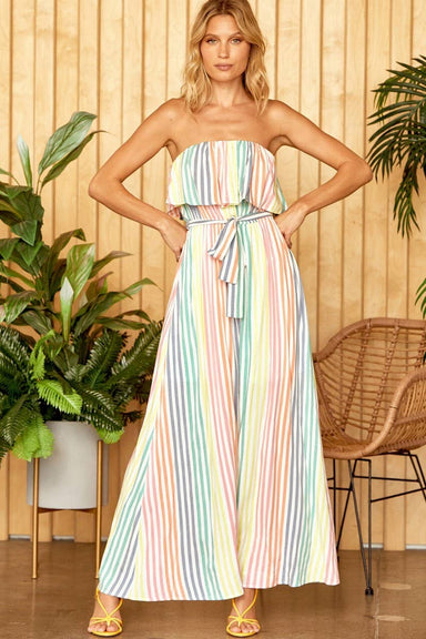 Coachella Multi Stripe Tube Dress - Coco and lulu boutique 