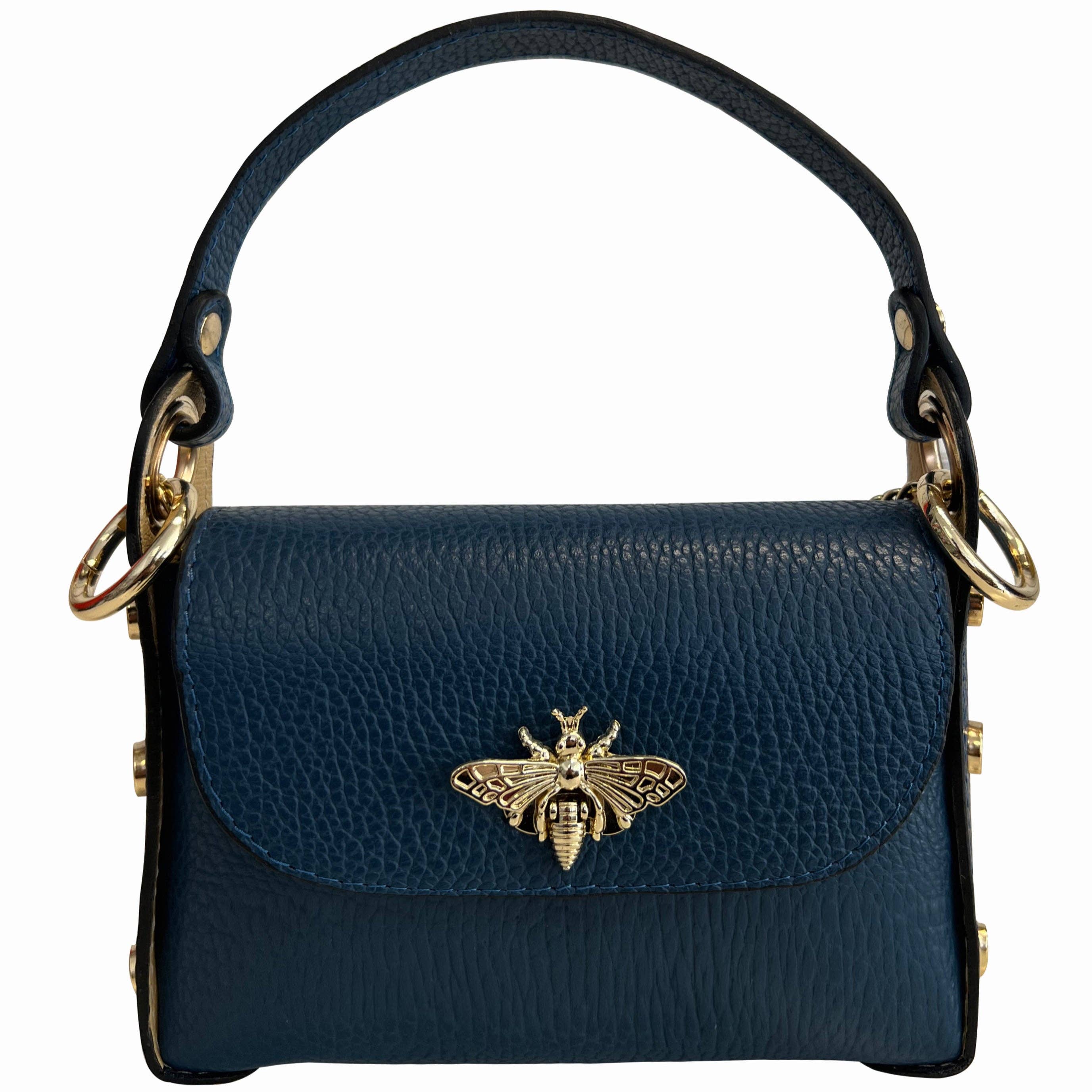 Modi Navy Blue Leather Bee Bag — Coco and lulu boutique Modi Navy Blue Leather Bee Bag — Coco and lulu boutique