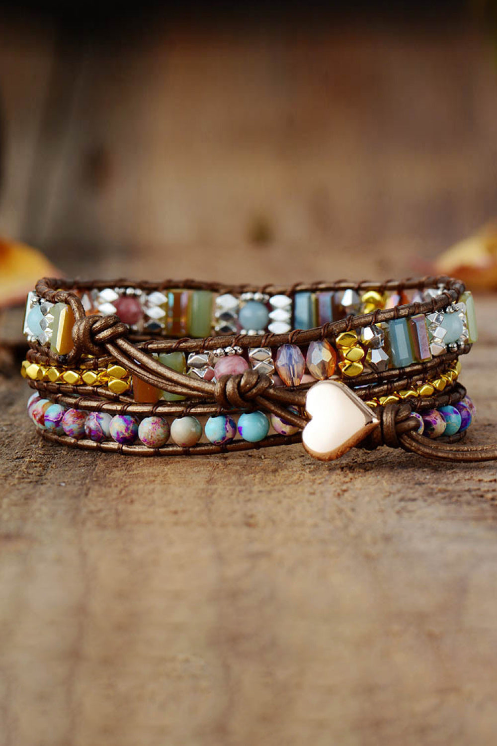 Wrap Bracelet Handmade Crystal Beaded Natural Stone Bracelet - Coco and lulu boutique 