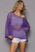 Purple Openwork Flare Sleeve Knit Cover Up - Coco and lulu boutique 