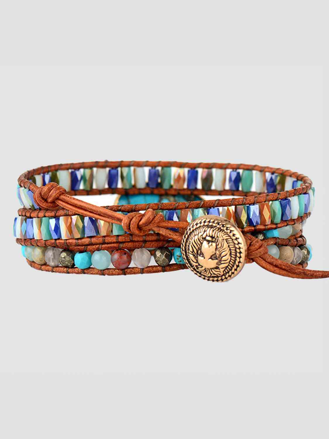 Triple-Layer Natural Stone Wrap Bracelet - Coco and lulu boutique 