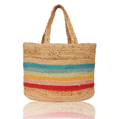 Monaco Horizon Stripes Jute Beach Shopper Bag - Coco and lulu boutique 