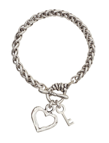 Lock and Key Handmade Pewter Bracelet - Coco and lulu boutique 