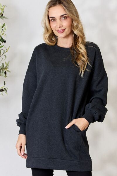 Lori Oversized Longline Top with Pockets - Coco and lulu boutique 