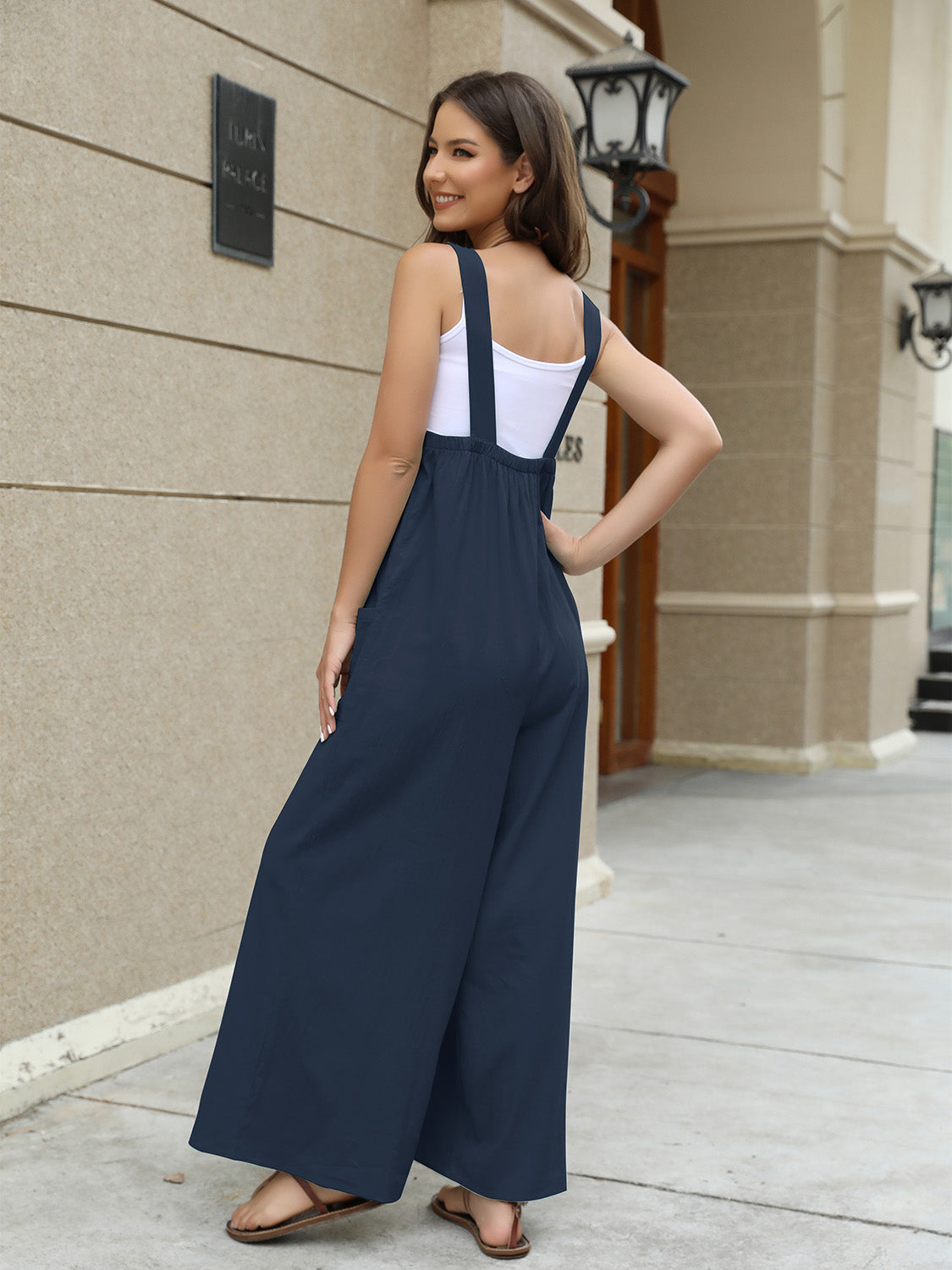Jessica Square Neck Sleeveless Jumpsuit - Coco and lulu boutique 