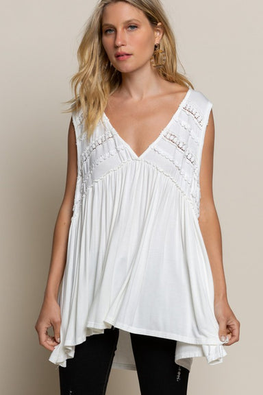 Basic Meets Feminine Knit Tank Top - Coco and lulu boutique 