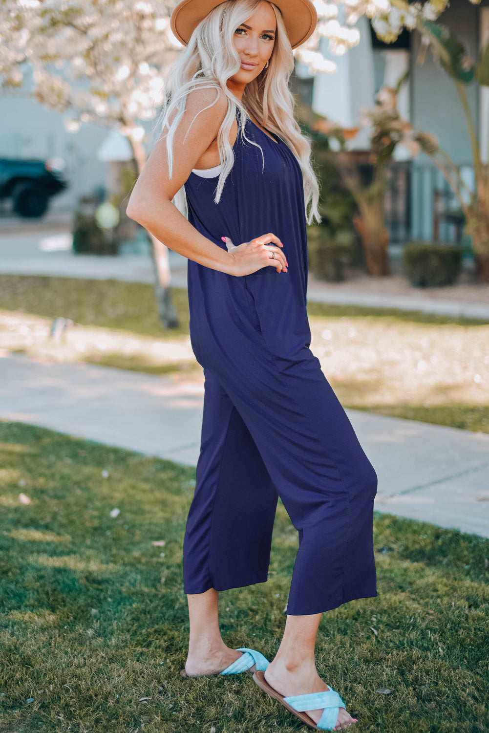 Skyler Spaghetti Strap Wide Leg Jumpsuit - Coco and lulu boutique 