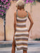 Striped Tie Shoulder Split Cover Up Dress - Coco and lulu boutique 